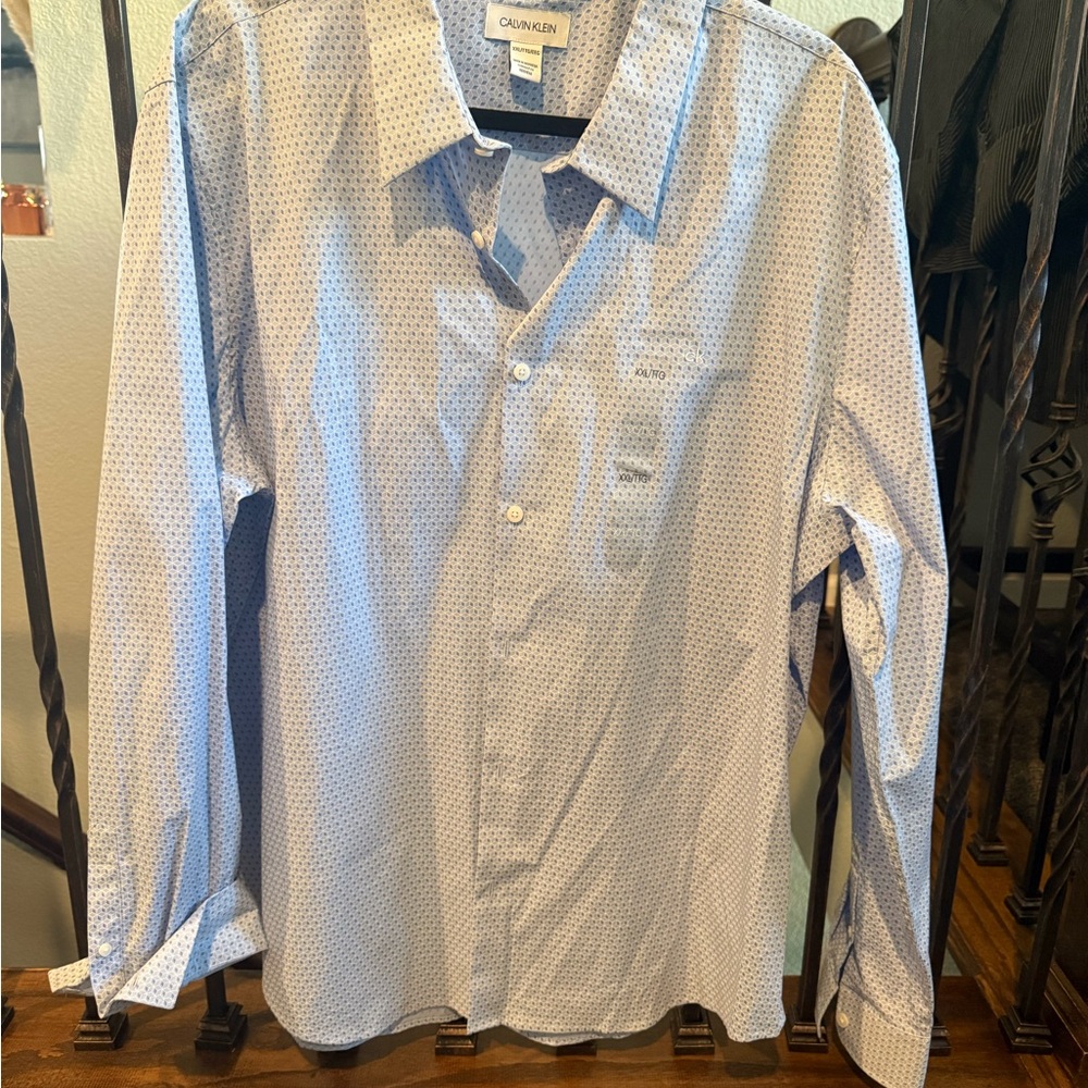 Calvin Klein Blue Dress Shirt Classic Cotton